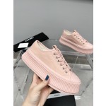 CHANEL Full Leather Silk Face Thick Sole Cookie Shoes