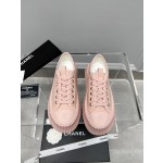 CHANEL Full Leather Silk Face Thick Sole Cookie Shoes