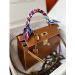 Kelly28cm Golden Brown Gold Buckle Box Leather