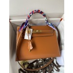 Kelly28cm Golden Brown Gold Buckle Box Leather