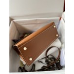 Kelly28cm Golden Brown Gold Buckle Box Leather