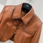 Fendi Chinese Style Temperament Short Jacket Leather Coat