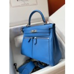 Kelly Lakis 28cm 7T Nixon Blue Silver Buckle Imported swift leather hand-sewn wax thread