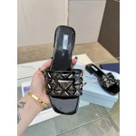 Prada Riveted Metal Heel Sandals