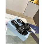 Prada Riveted Metal Heel Sandals