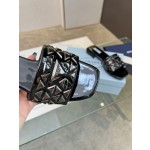 Prada Riveted Metal Heel Sandals