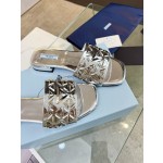 Prada Riveted Metal Heel Sandals