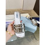 Prada Riveted Metal Heel Sandals