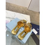 Prada Riveted Metal Heel Sandals