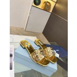 Prada Riveted Metal Heel Sandals