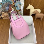 Pig nose vegetable basket 18cm imported Clemence leather mallow purple silver buckle