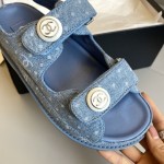 CHANEL Classic Enamel Colorful Button Velcro Sandals