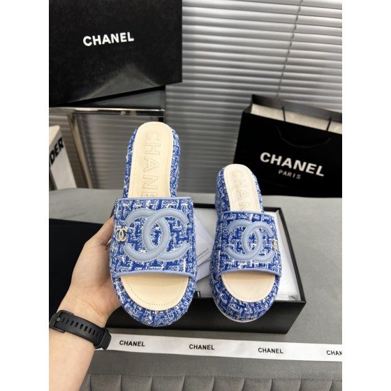 CHANEL Full Leather Silk Face Thick Sole Cookie Shoes