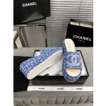 CHANEL Full Leather Silk Face Thick Sole Cookie Shoes