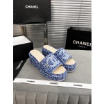 CHANEL Full Leather Silk Face Thick Sole Cookie Shoes