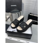 CHANEL Full Leather Silk Face Thick Sole Cookie Shoes