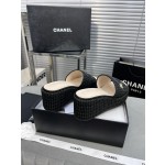 CHANEL Full Leather Silk Face Thick Sole Cookie Shoes