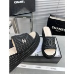 CHANEL Full Leather Silk Face Thick Sole Cookie Shoes
