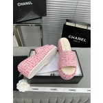CHANEL Full Leather Silk Face Thick Sole Cookie Shoes