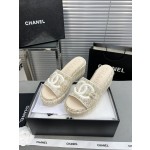 CHANEL Full Leather Silk Face Thick Sole Cookie Shoes