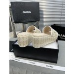CHANEL Full Leather Silk Face Thick Sole Cookie Shoes