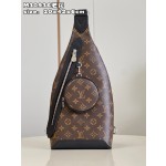 Louis Vuitton-Shoulder Bag Stitching Monogram Canvas and Taiga Calfskin