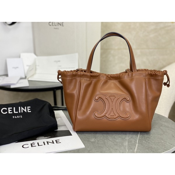 CELINE New Full Leather Drawstring Bag Small Model: 111013