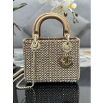 DIOR Princess Diana's Three Grid Series Embroidery Full Diamond Gold