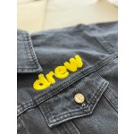 Drew House Rose Skeleton Pirate Embroidered Printed Denim Flocking Coat