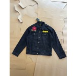 Drew House Rose Skeleton Pirate Embroidered Printed Denim Flocking Coat