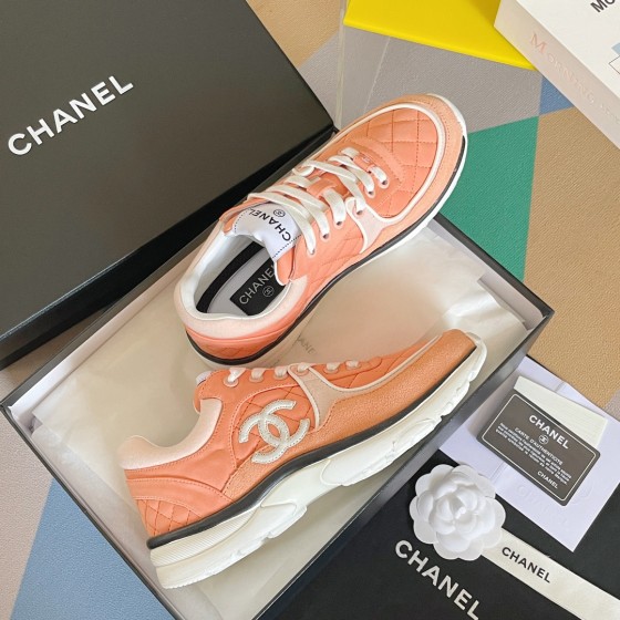 CHANEL twill woolen patchwork casual sports shoes