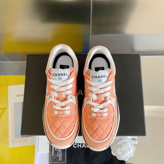 CHANEL twill woolen patchwork casual sports shoes