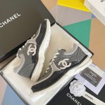 CHANEL twill woolen patchwork casual sports shoes