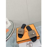 Hermes Kelly buckle up slippers