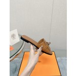 Hermes Kelly buckle up slippers