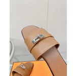 Hermes Kelly buckle up slippers