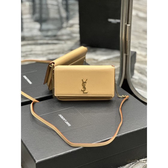 SAINT LAURENT Apricot Plain Pattern Gold Buckle Model: 635095