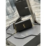 SAINT LAURENT Black Hand Rubbed Pattern with Gold Buckle Model: 635095