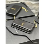 SAINT LAURENT Black Hand Rubbed Pattern with Gold Buckle Model: 635095