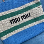 MIU MIU BG228: Imported Lafite Grass Woven Cotton Thread Woven Tote Bag