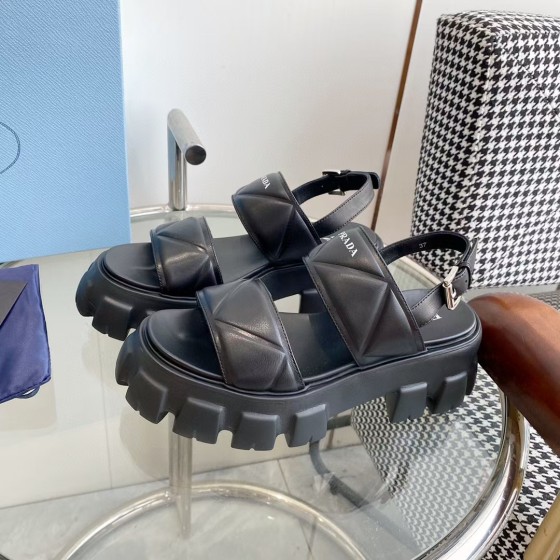 Prada tire serrated muffin thick sole sandals