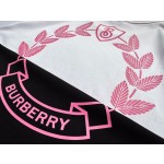 Burberry Pink Letter Print Round Neck Short Sleeve