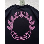 Burberry Pink Letter Print Round Neck Short Sleeve