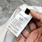 Philippe Plaine Men's Round Neck Short Sleeve T-shirt 3D Adhesive Letter Logo Skull Head