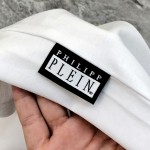 Philippe Plaine Men's Round Neck Short Sleeve T-shirt 3D Adhesive Letter Logo Skull Head