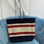 MIU MIU BG228: Imported Lafite Grass Woven Cotton Thread Woven Tote Bag