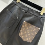 Louis Vuitton Floral Genuine Leather Half Skirt