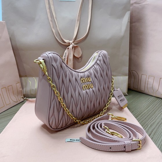 MIU MIU 5BH211 zippered satin and soft sheepskin pockets