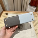 Mini Kelly Second Generation, Cumulonimbus Cloud Grey with Holy Grail Blue, palm print, gold buckle, 19cm