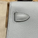 Mini Kelly Second Generation, Cumulonimbus Cloud Grey with Holy Grail Blue, palm print, gold buckle, 19cm